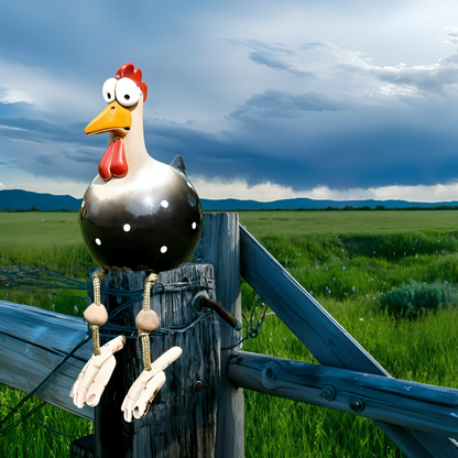 BowLift | Whimsy Big-Eyed Rooster Garden Statue – Weatherproof Resin Chicken Ornament