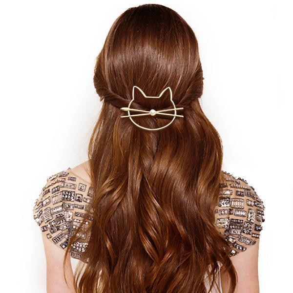 Whiskered Cat Pearl Hair Clip | Kalsten