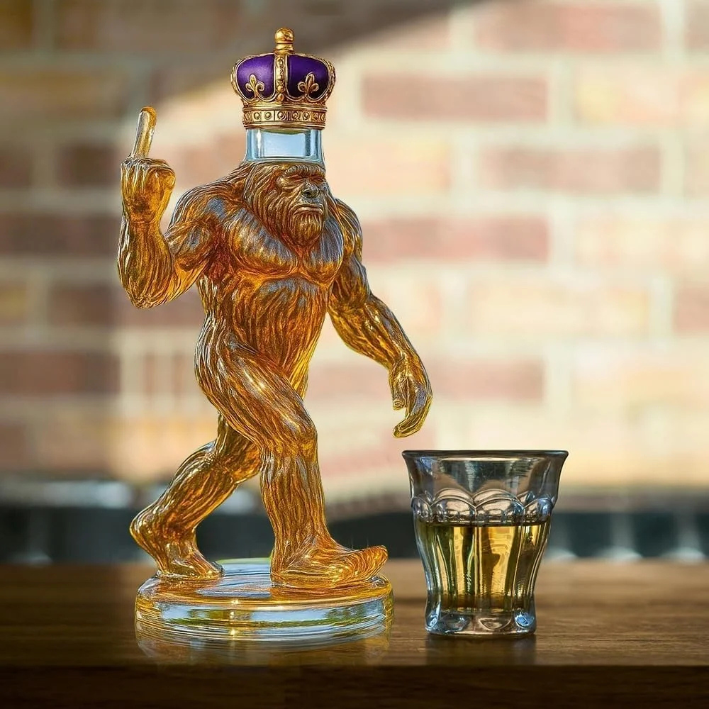 Whiskey Decanter Funny Bigfoot Glass Bottle Kalsten