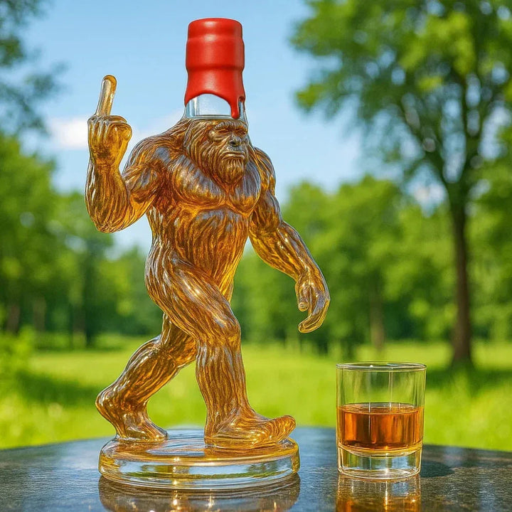 Whiskey Decanter Funny Bigfoot Glass Bottle Kalsten