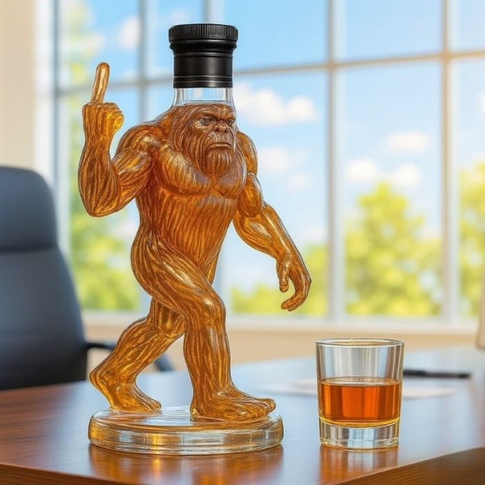 Whiskey Decanter Funny Bigfoot Glass Bottle Kalsten