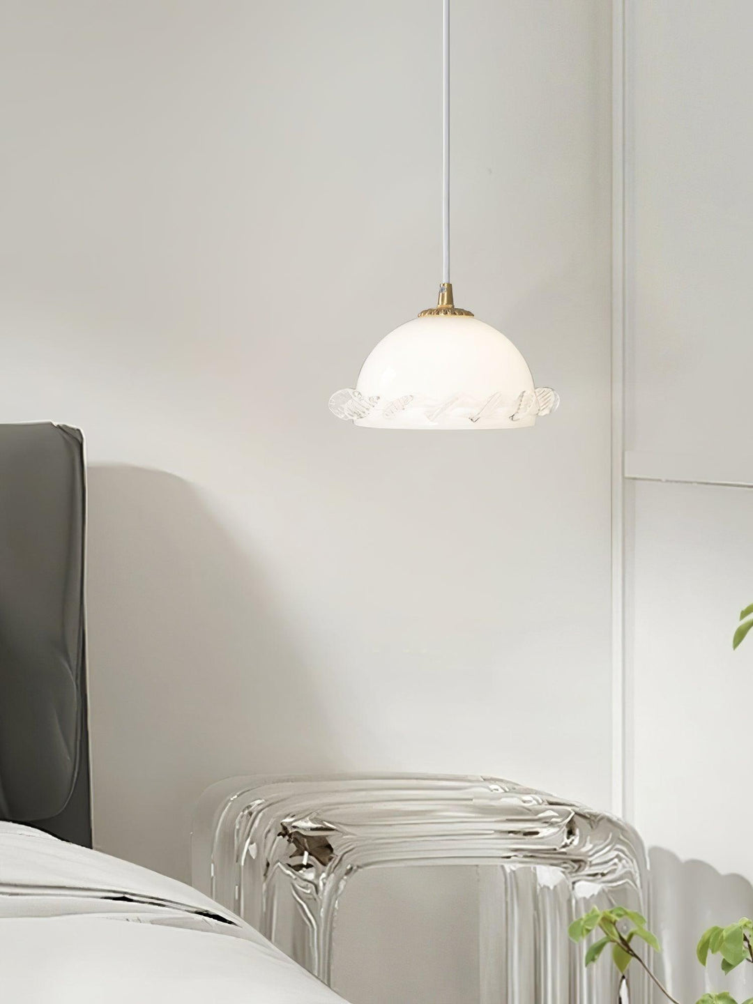 White Glass Antique French Pendant Light 7.3' | Kalsten