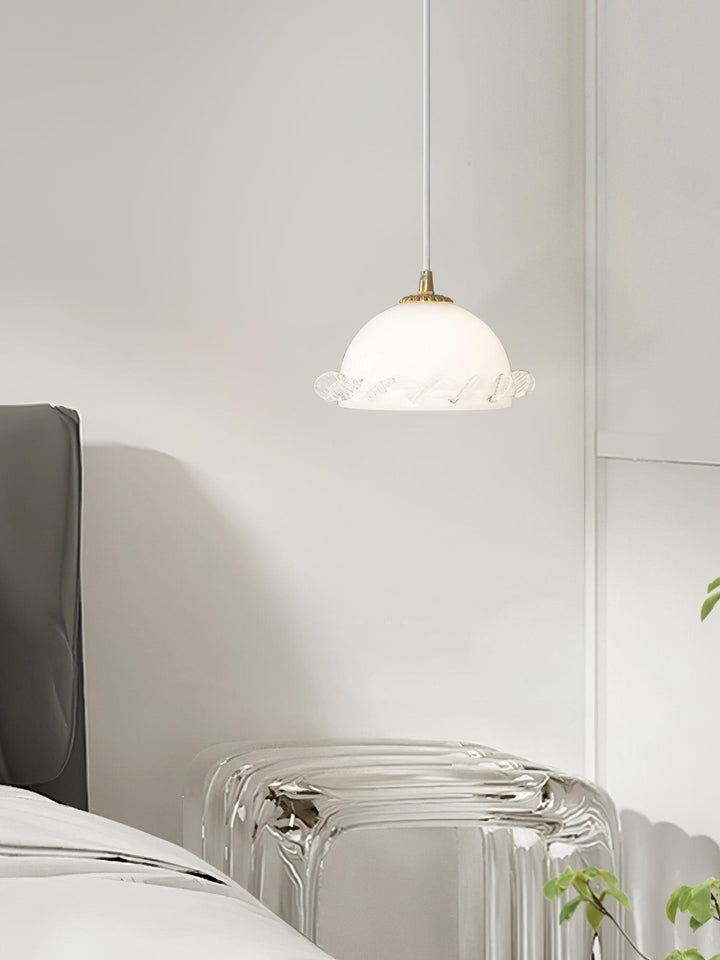 White Glass Antique French Pendant Light 7.3' | Kalsten