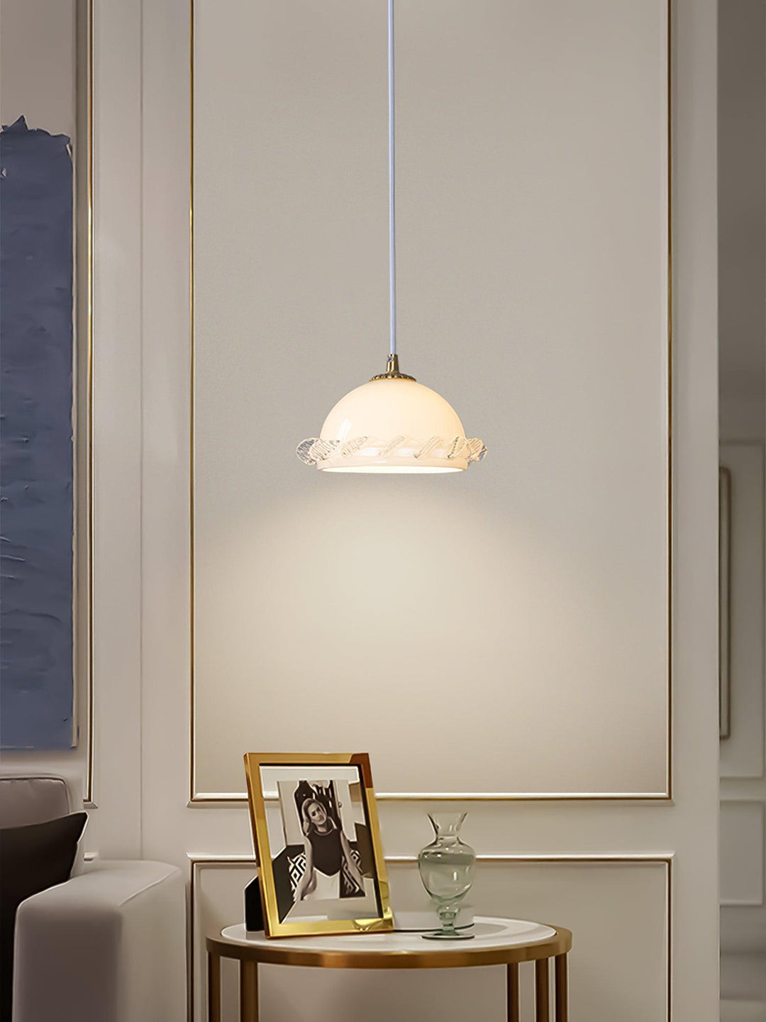 White Glass Antique French Pendant Light 7.3' | Kalsten