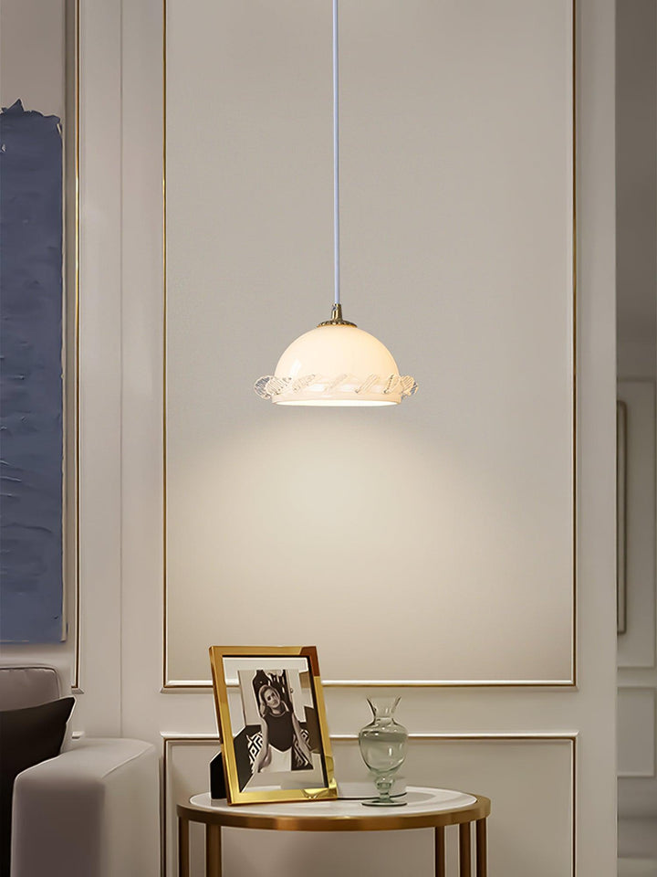 White Glass Antique French Pendant Light 7.3' | Kalsten