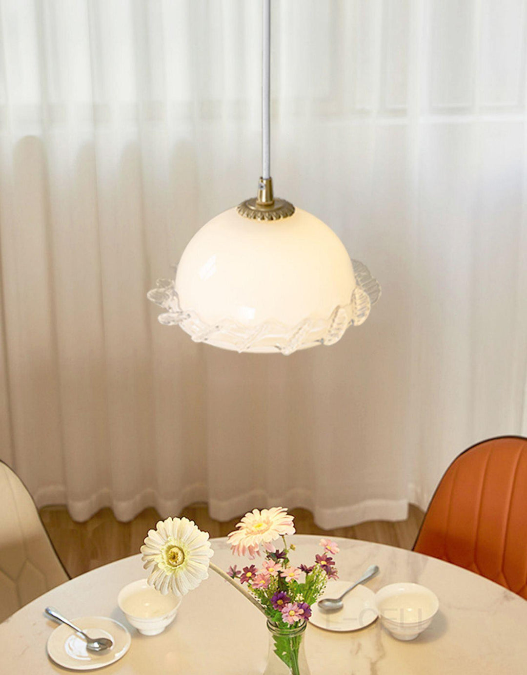 White Glass Antique French Pendant Light 7.3' | Kalsten