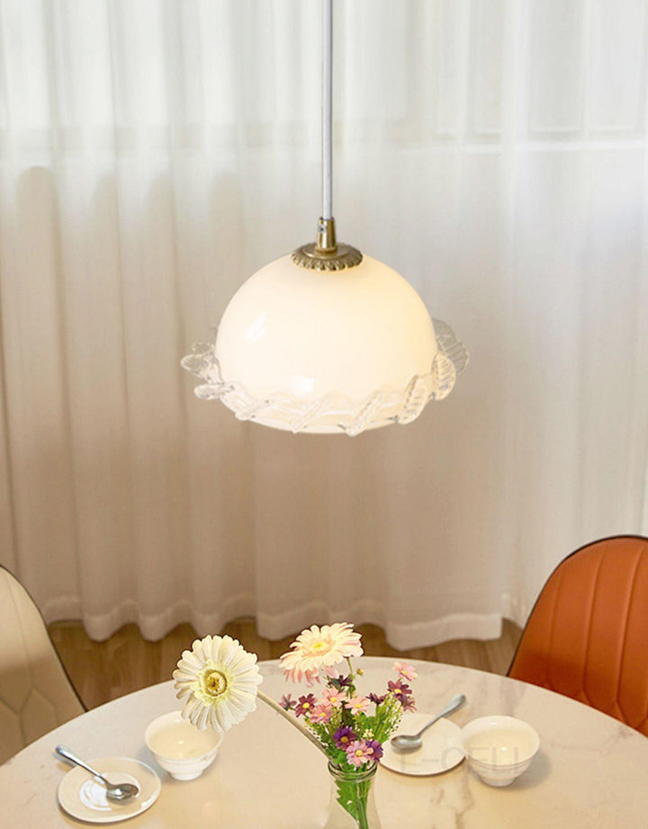White Glass Antique French Pendant Light 7.3' | Kalsten