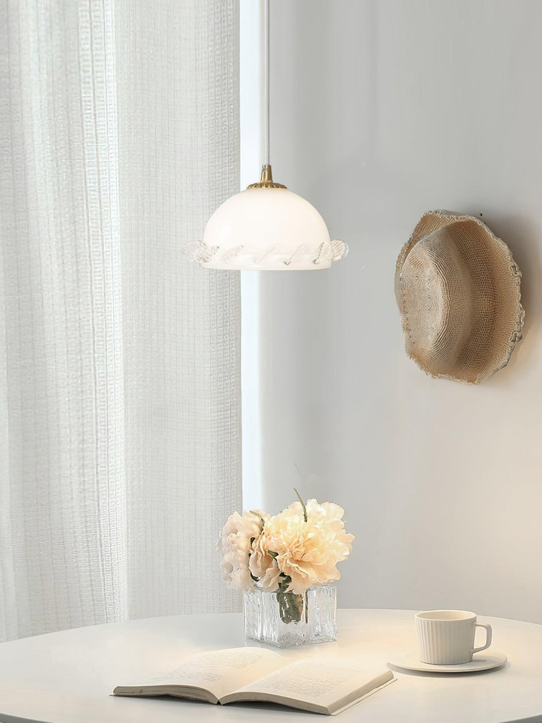 White Glass Antique French Pendant Light 7.3' | Kalsten