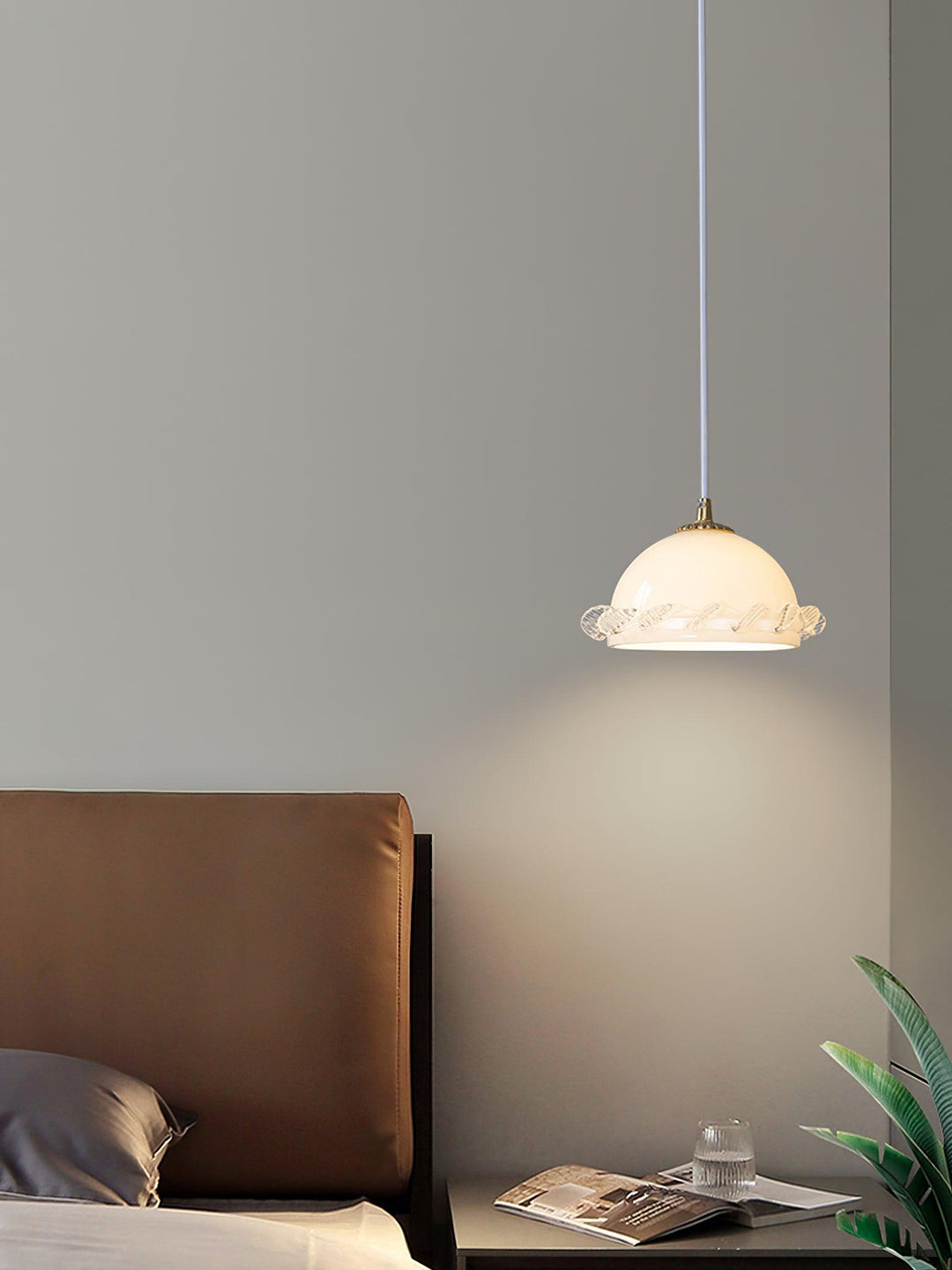 White Glass Antique French Pendant Light 7.3' | Kalsten