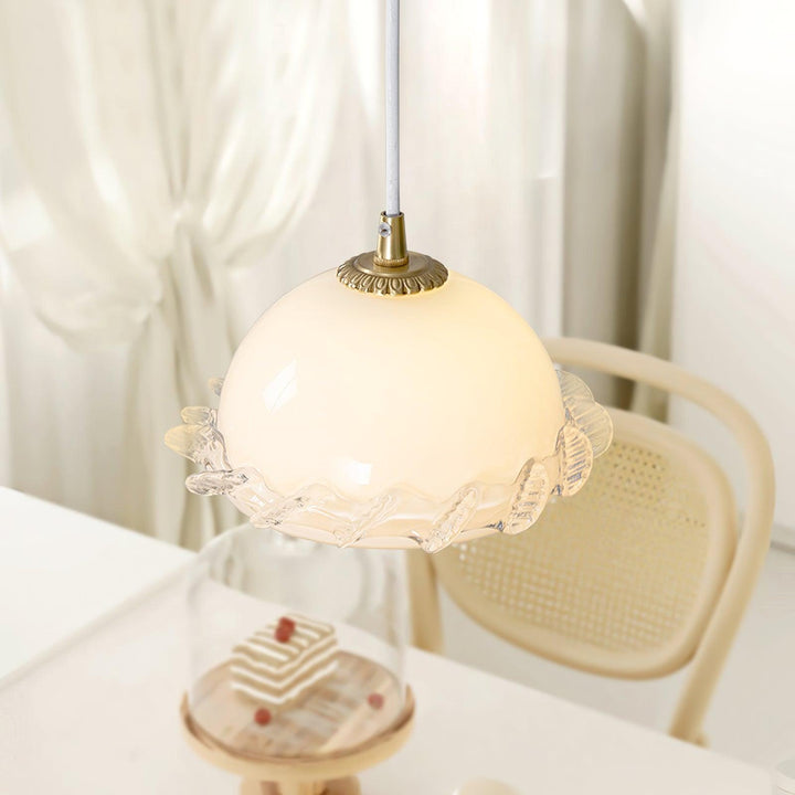 White Glass Antique French Pendant Light 7.3' | Kalsten