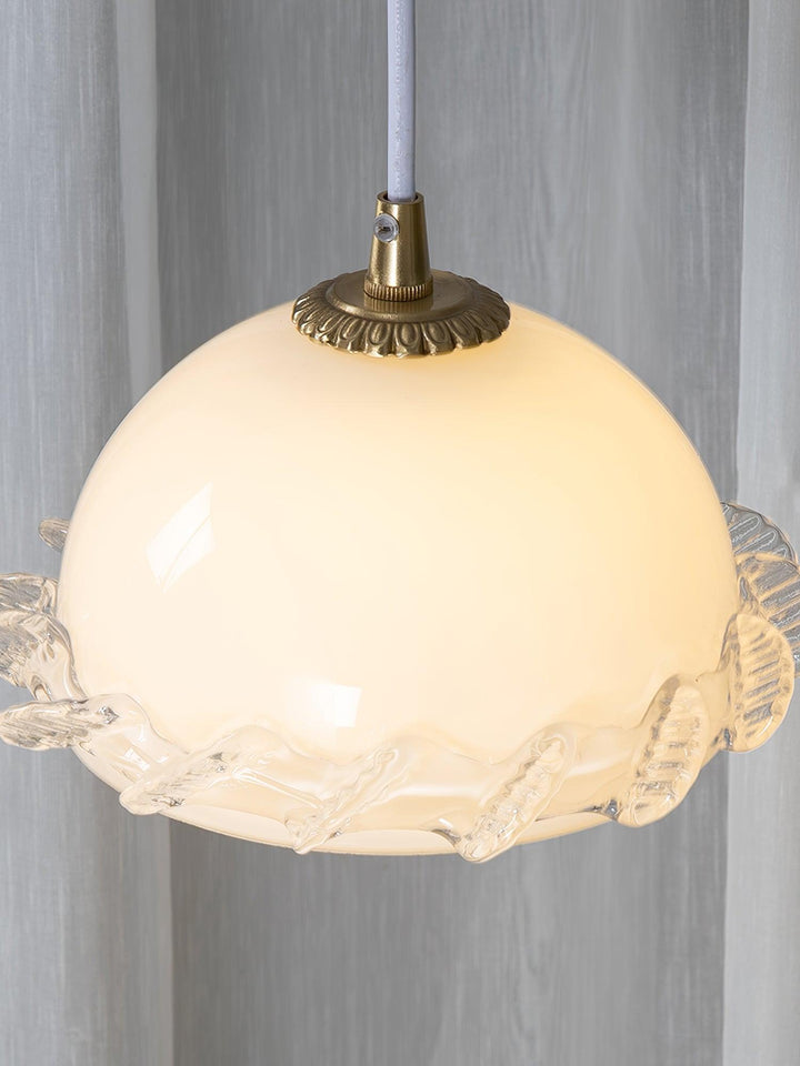 White Glass Antique French Pendant Light 7.3' | Kalsten