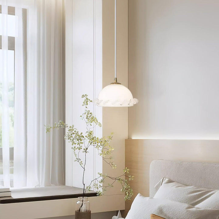 White Glass Antique French Pendant Light 7.3' | Kalsten