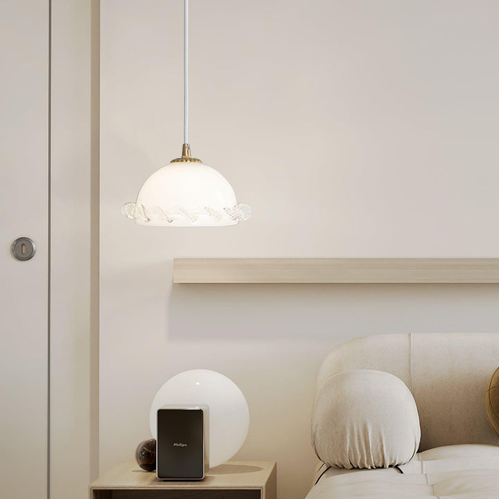 White Glass Antique French Pendant Light 7.3' | Kalsten