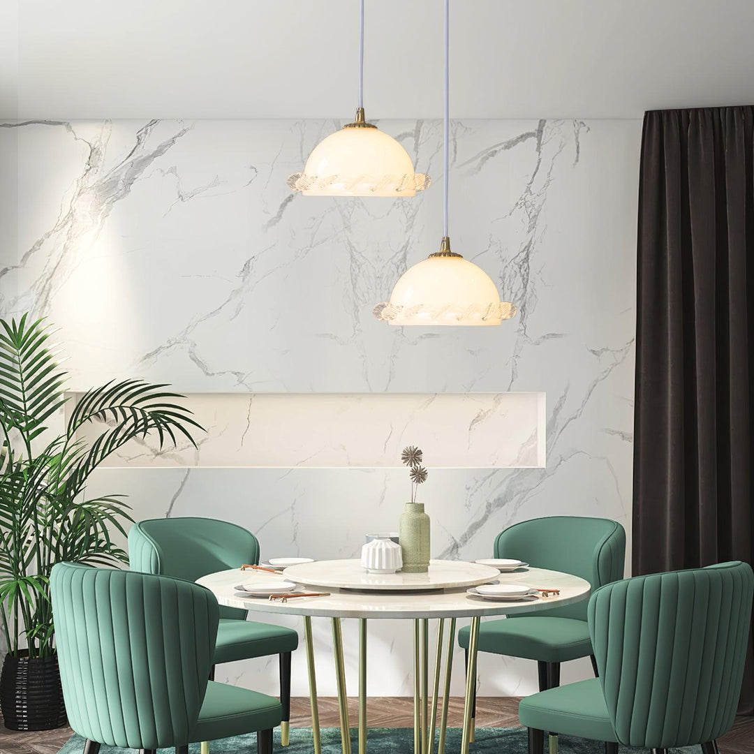 White Glass Antique French Pendant Light 7.3' | Kalsten