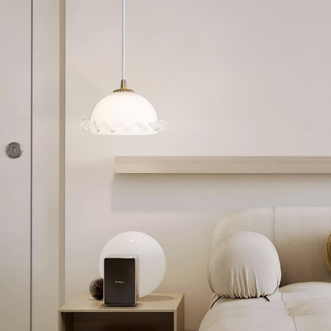 White Glass Antique French Pendant Light 7.3' | Kalsten