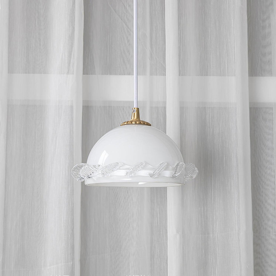 White Glass Antique French Pendant Light 7.3' | Kalsten