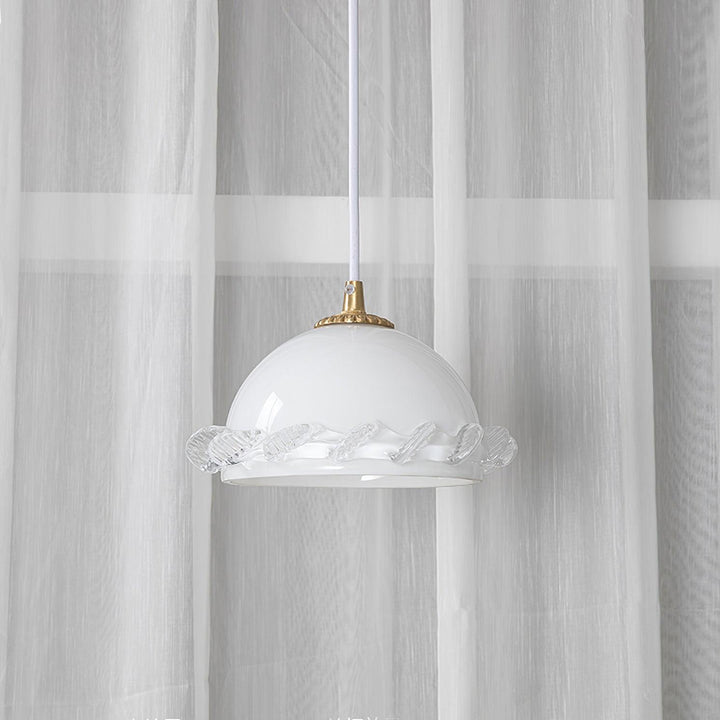 White Glass Antique French Pendant Light 7.3' | Kalsten