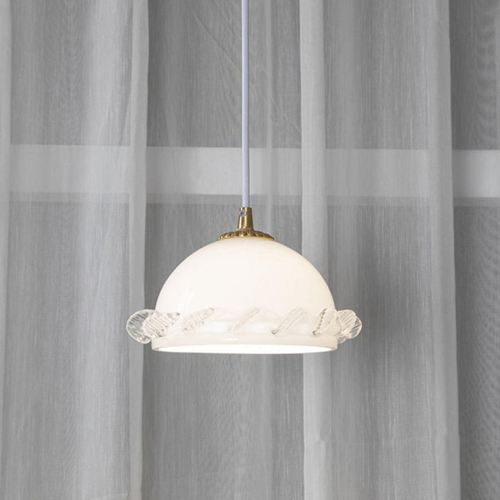 White Glass Antique French Pendant Light 7.3' | Kalsten