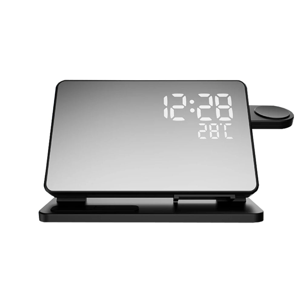 Kalsten | 3-in-1 Fast Charging Station | Premium Wireless Fast Charger Docking Station with Alarm Clock | for Apple iPhone, Watch & AirPods