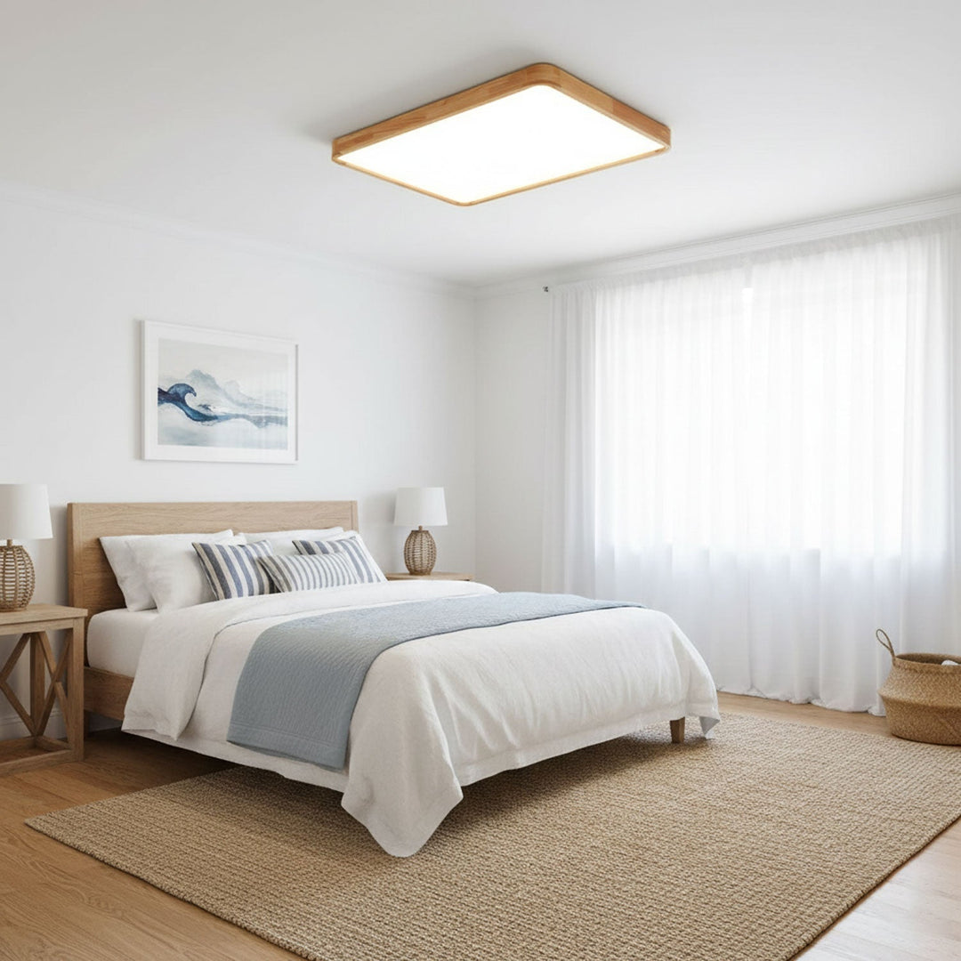 Wooden Geometric Ceiling Light 23.6 in LED Adjustable Wood Indoor Lamp | Kalsten