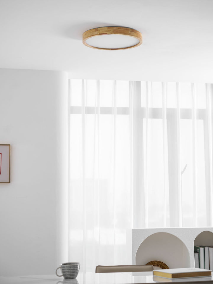 Wooden Geometric Ceiling Light 23.6 in LED Adjustable Wood Indoor Lamp | Kalsten