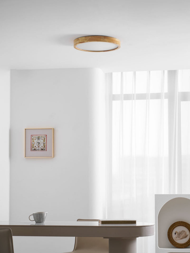 Wooden Geometric Ceiling Light 23.6 in LED Adjustable Wood Indoor Lamp | Kalsten