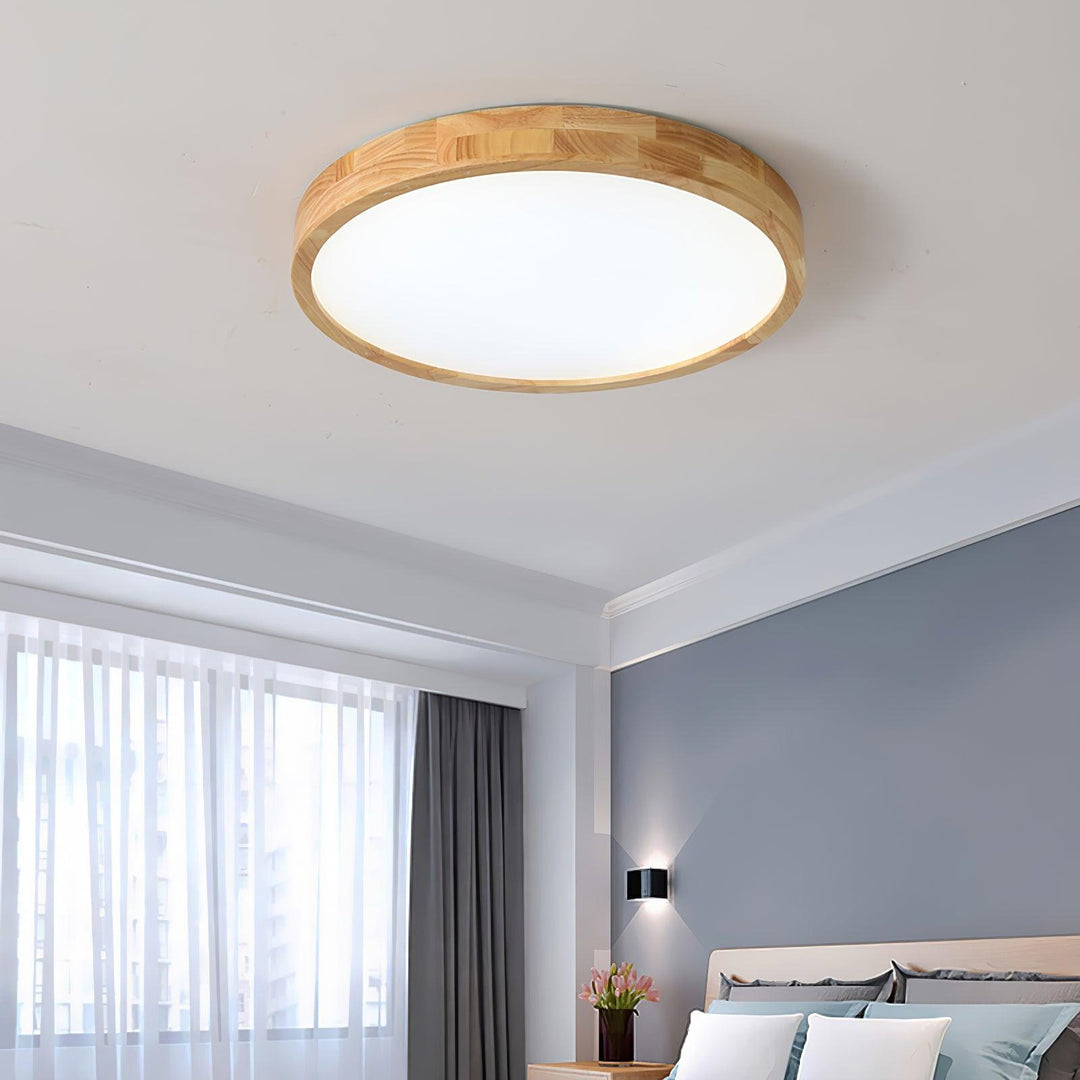 Wooden Geometric Ceiling Light 23.6 in LED Adjustable Wood Indoor Lamp | Kalsten