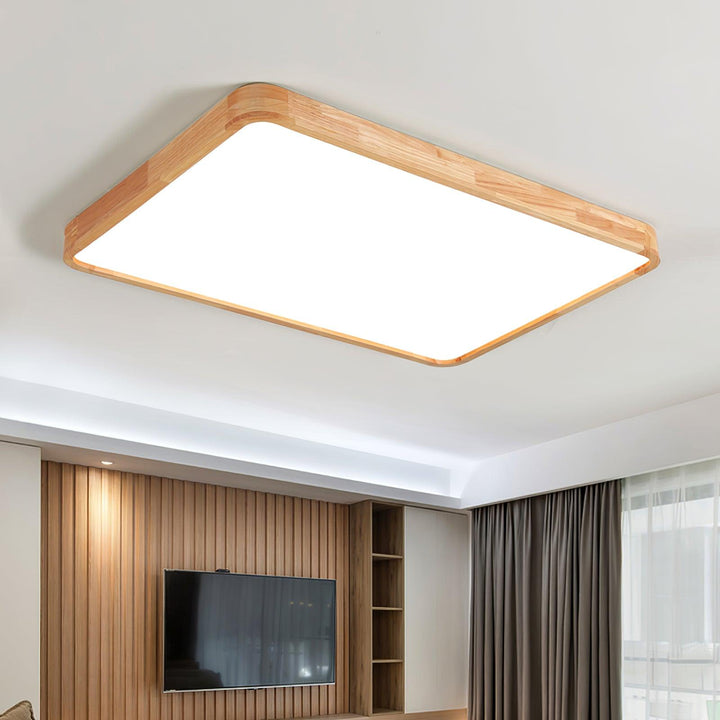Wooden Geometric Ceiling Light 23.6 in LED Adjustable Wood Indoor Lamp | Kalsten
