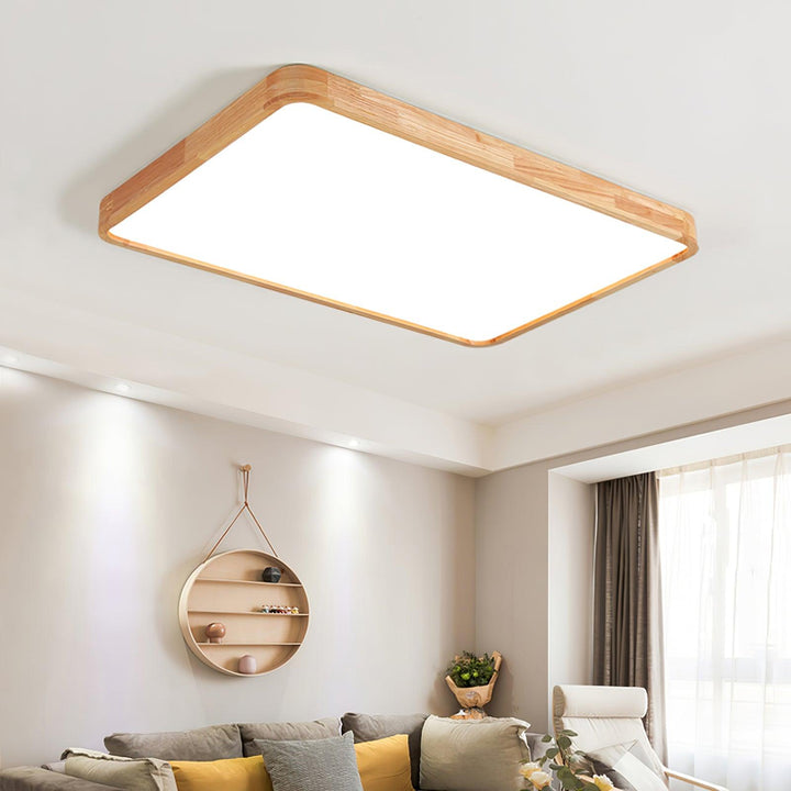 Wooden Geometric Ceiling Light 23.6 in LED Adjustable Wood Indoor Lamp | Kalsten