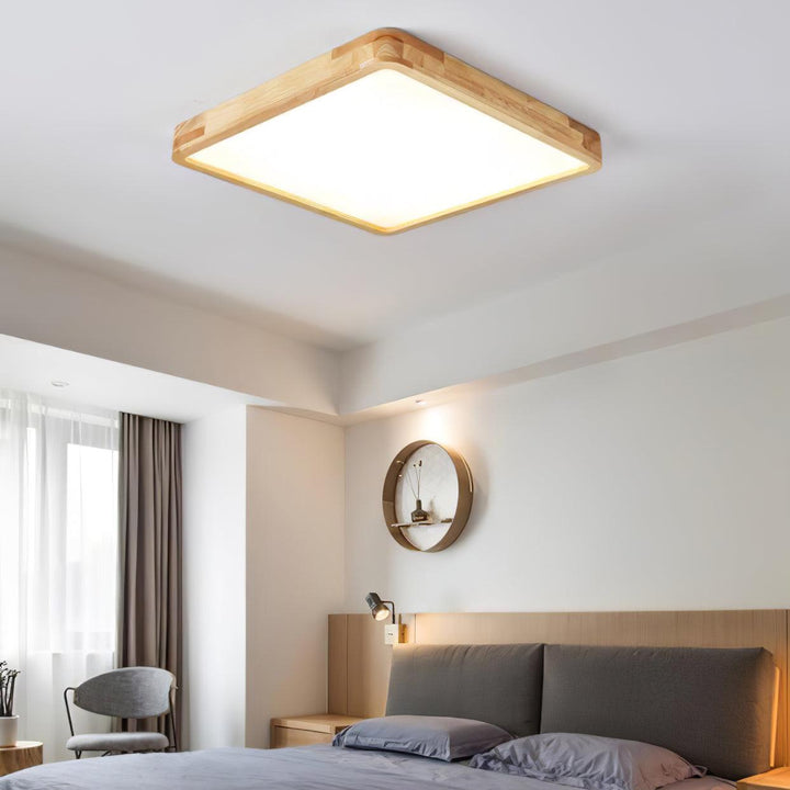 Wooden Geometric Ceiling Light 23.6 in LED Adjustable Wood Indoor Lamp | Kalsten