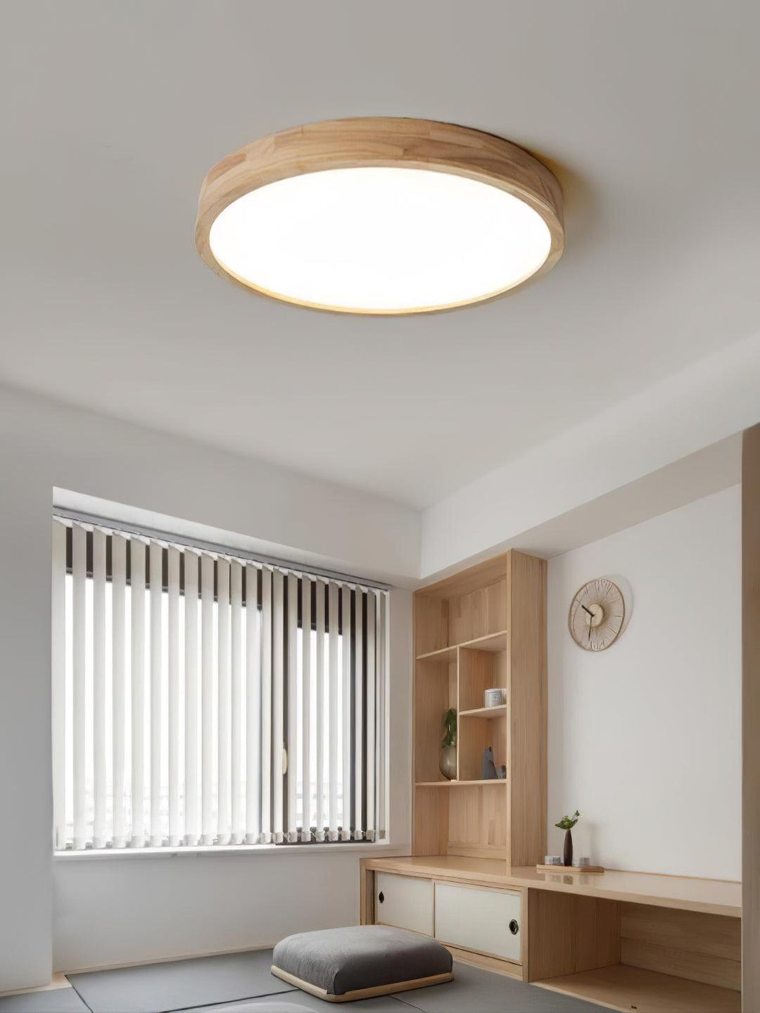 Wooden Geometric Ceiling Light 23.6 in LED Adjustable Wood Indoor Lamp | Kalsten