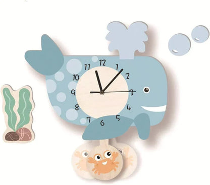 Children's pendulum clock with animal designs