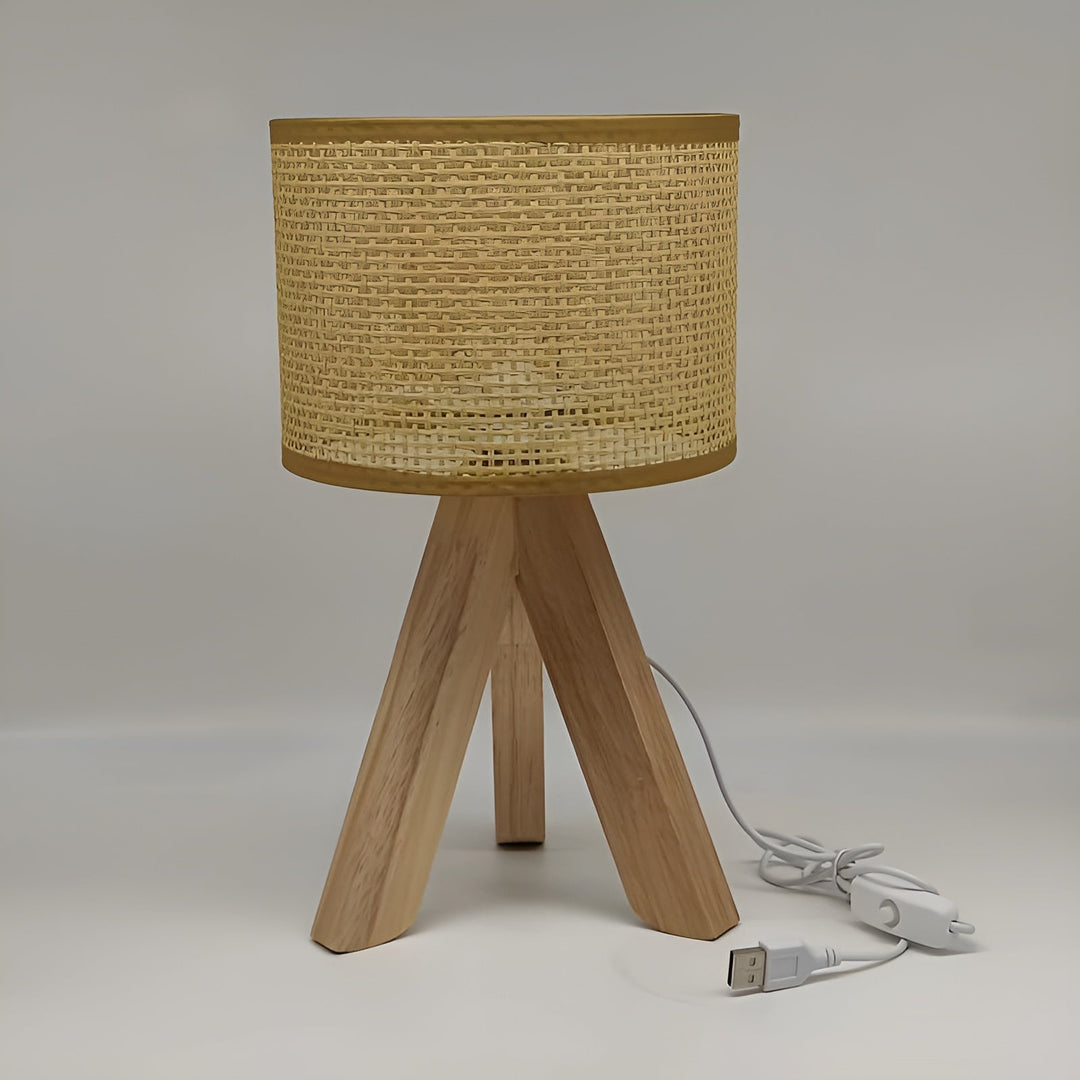 Handmade Rattan Table Lamp with USB and LED - Stylish and Sustainable Design Kalsten