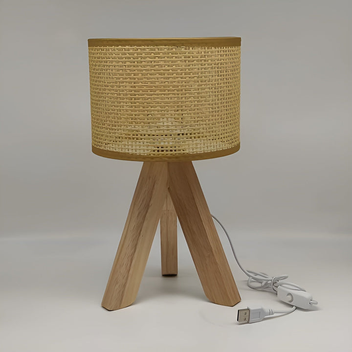 Handmade Rattan Table Lamp with USB and LED - Stylish and Sustainable Design Kalsten