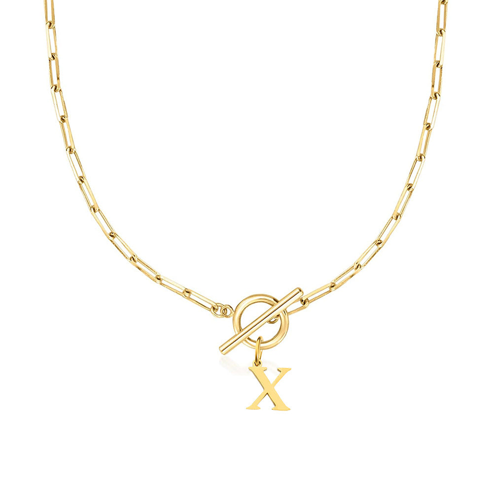 Kalsten | Paperclip Letter Initial Circle Lock Clasp Necklace