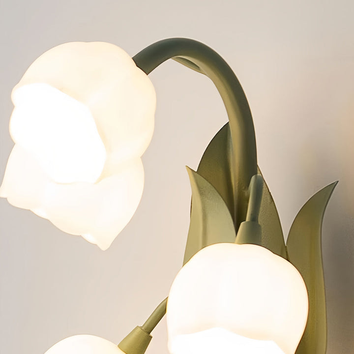 LED Wall Sconce Light – French Country Floral Bellflower Glass (33x18cm / 12.9x7in) | Kalsten