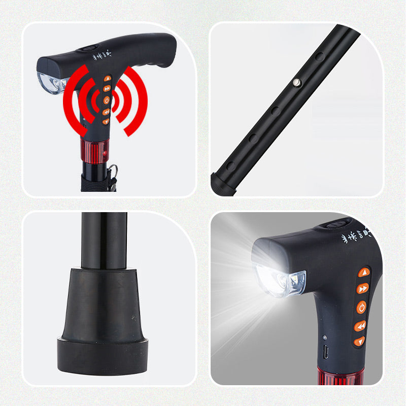 Skanto | Smart Walking Stick for Seniors with LED Light, Radio & Emergency Alarm – Adjustable & Lightweight
