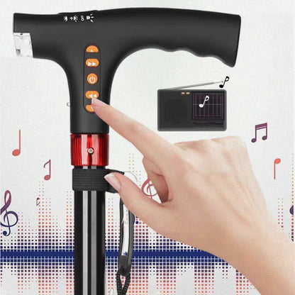 Skanto | Smart Walking Stick for Seniors with LED Light, Radio & Emergency Alarm – Adjustable & Lightweight