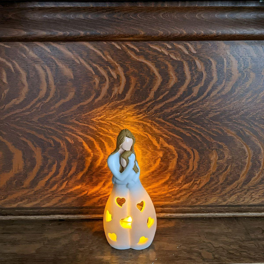Embrace Glow - Embracing Mother Daughter Statue Flickering Candle Holder | Kalsten