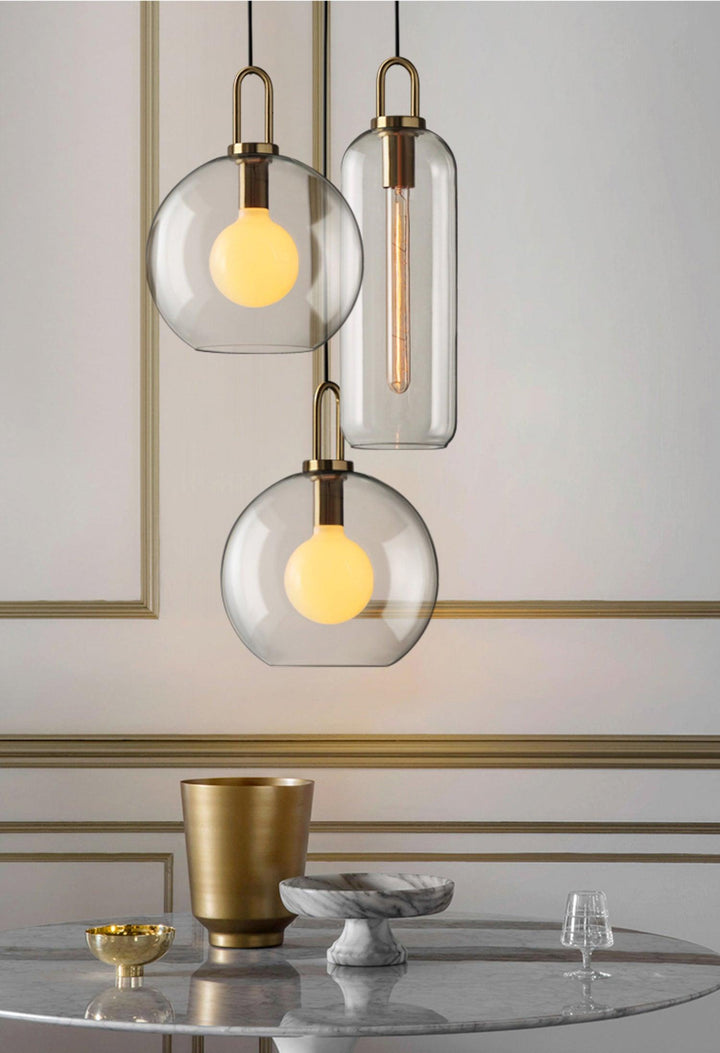 Pendant Light Glass Metal 11.8 in Hanging Living Room Bedroom Ceiling Adjustable Modern Minimalist Lighting Fixture | Kalsten
