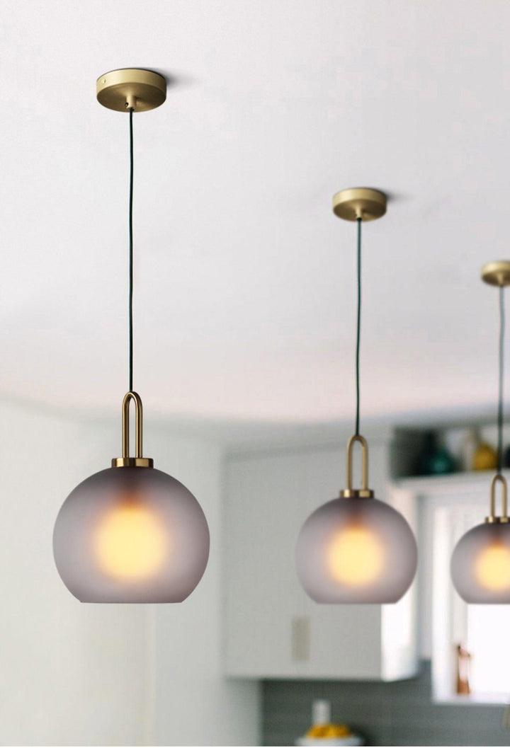 Pendant Light Glass Metal 11.8 in Hanging Living Room Bedroom Ceiling Adjustable Modern Minimalist Lighting Fixture | Kalsten