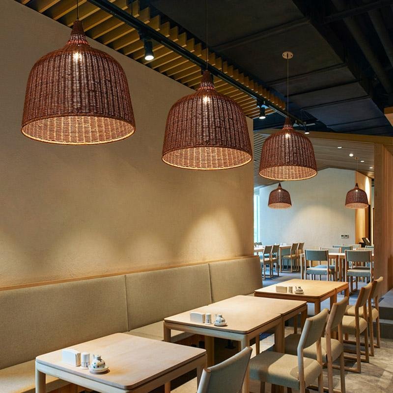 25'' Rustic Bell Shaped Rattan Pendant Light | Kalsten