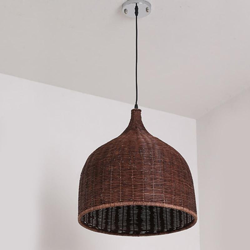 25'' Rustic Bell Shaped Rattan Pendant Light | Kalsten