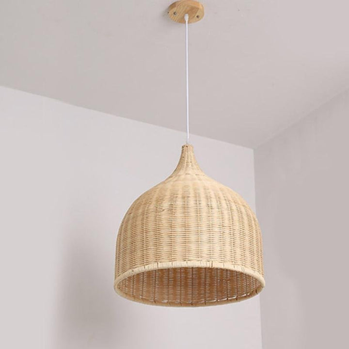 25'' Rustic Bell Shaped Rattan Pendant Light | Kalsten
