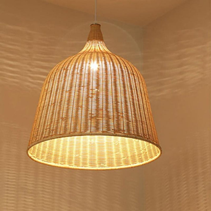 25'' Rustic Bell Shaped Rattan Pendant Light | Kalsten