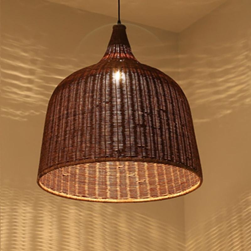 25'' Rustic Bell Shaped Rattan Pendant Light | Kalsten