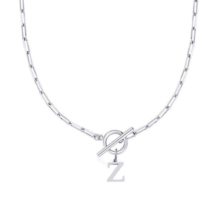 Kalsten | Paperclip Letter Initial Circle Lock Clasp Necklace