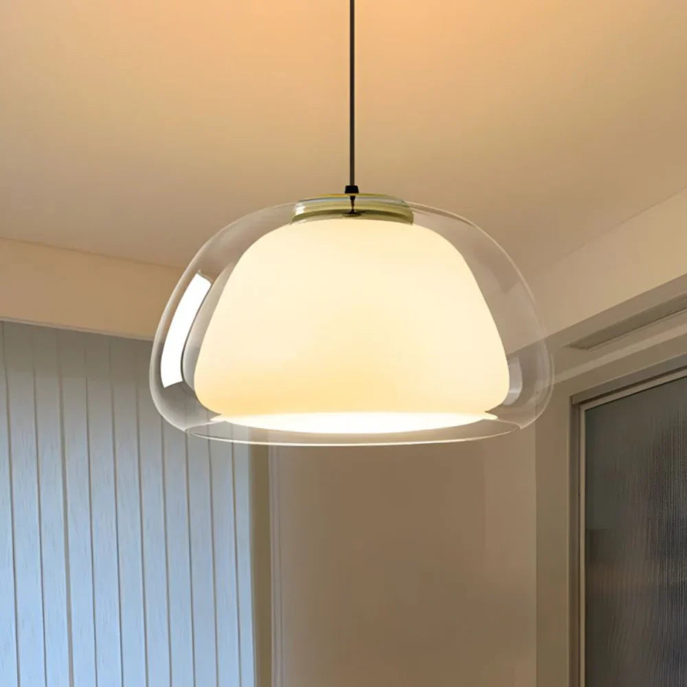 Pendant Light Glass Dome 9.8 in Adjustable Kitchen Dining Room Hanging Fixture Modern Multi-Light Setup | Kalsten
