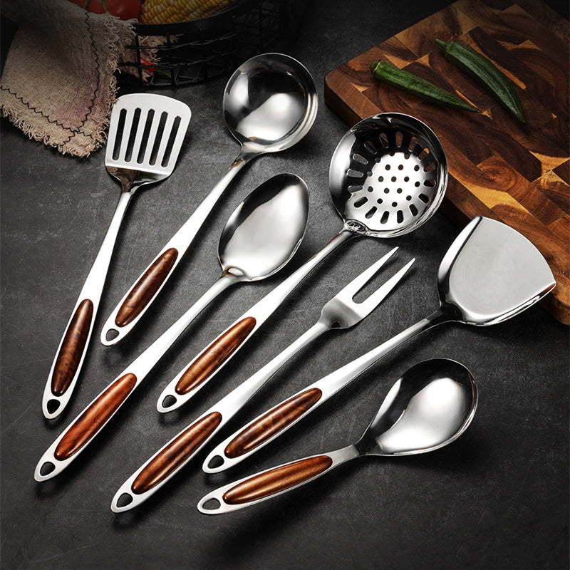Kalsten | Stainless Steel Kitchen Utensil Set with Wooden Handles – Ergonomic and Stylish