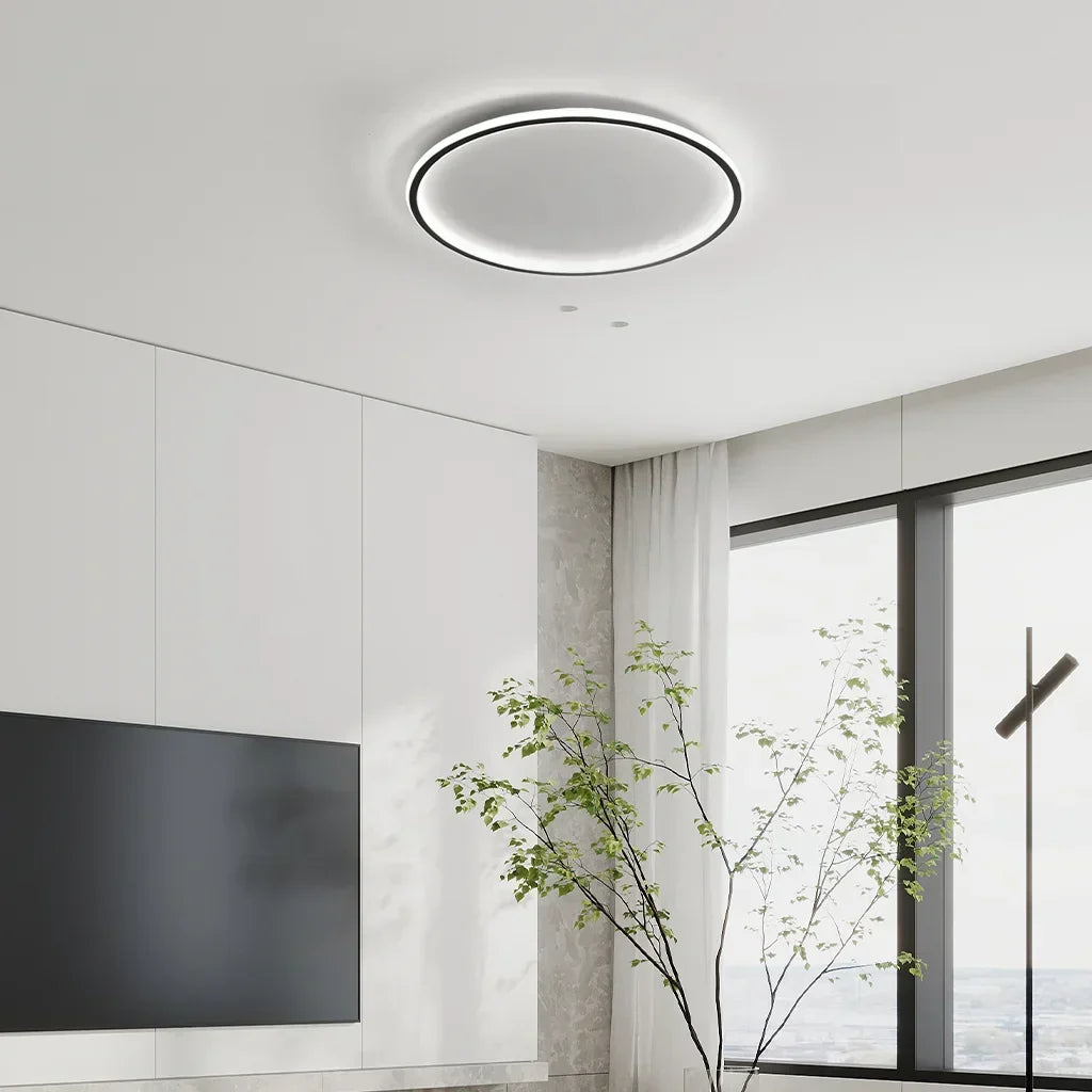 Ceiling Light Metal LED 12 in White Black Modern Living Room Bedroom Pendant Lamp Adjustable Color Temperatures | Kalsten